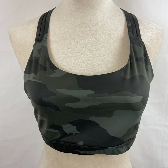 Athleta Contender Sports Bra L Olive Green Camo - Picture 3 of 10